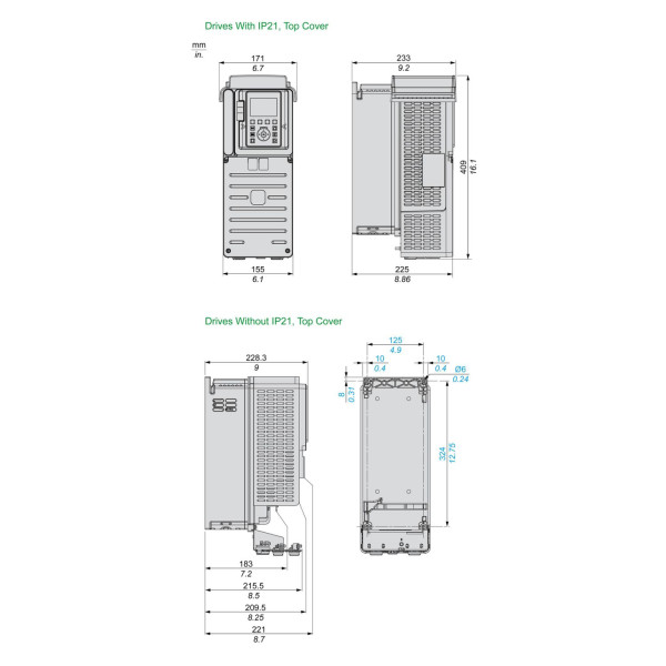 ATV630U55M3 Schneider Electric (5,5 кВт 200В-240В, 3ф) преобразователь частоты - фото 8
