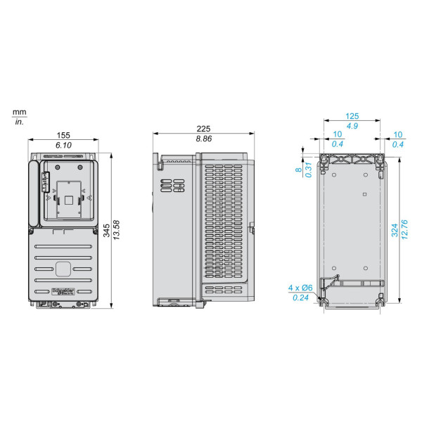 ATV630U75N4Z Schneider Electric (7,5 кВт 380В-480В, 3ф) преобразователь частоты - фото 2