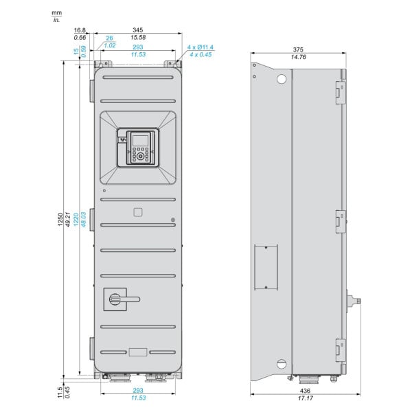 ATV650D75N4E Schneider Electric (75 кВт 380В-480В, 3ф) перетворювач частоти - фото 2