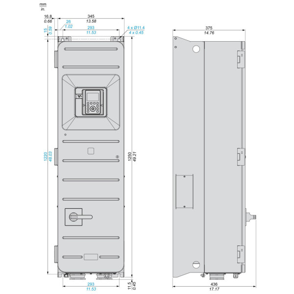 ATV950D55N4E Schneider Electric (55 кВт 380В-480В, 3ф) преобразователь частоты - фото 2