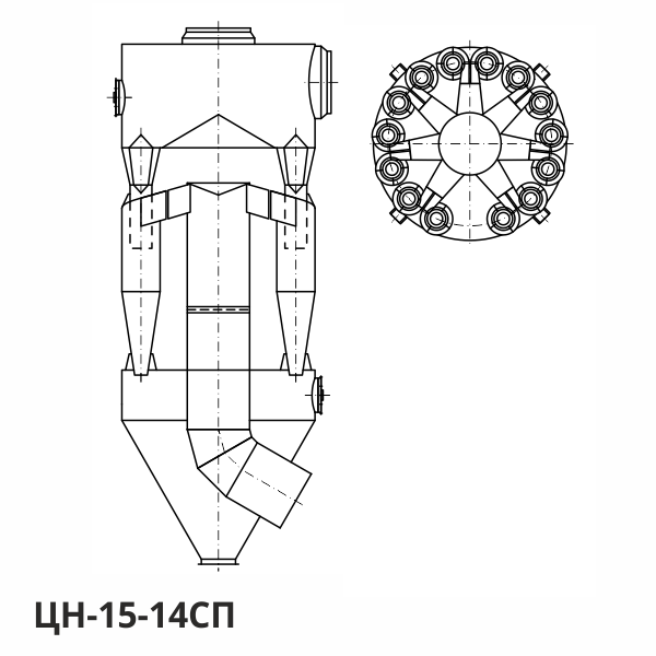 Циклон ЦН-15-14СП: конструктивна схема